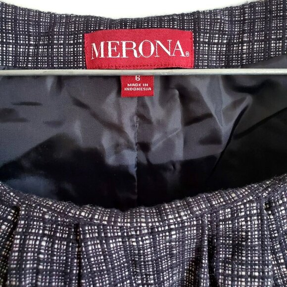 MERONA SHEATH DRESS SIZE 6 PLAID TWEED SIDE ZIPPER SHORT BELT FULLY LINED - Picture 9 of 9